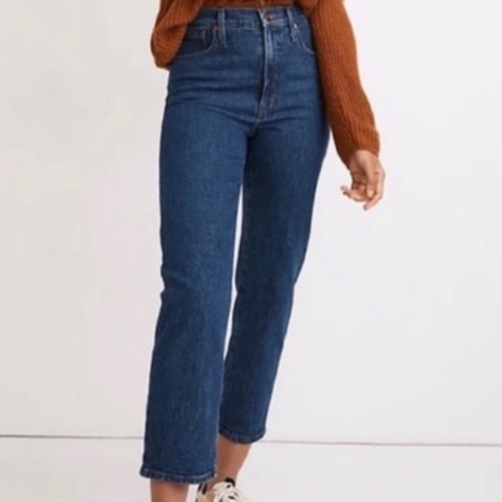 Madewell Jeans The Perfect Vintage Crop Jean Size 30 Distressed Blue Denim EUC